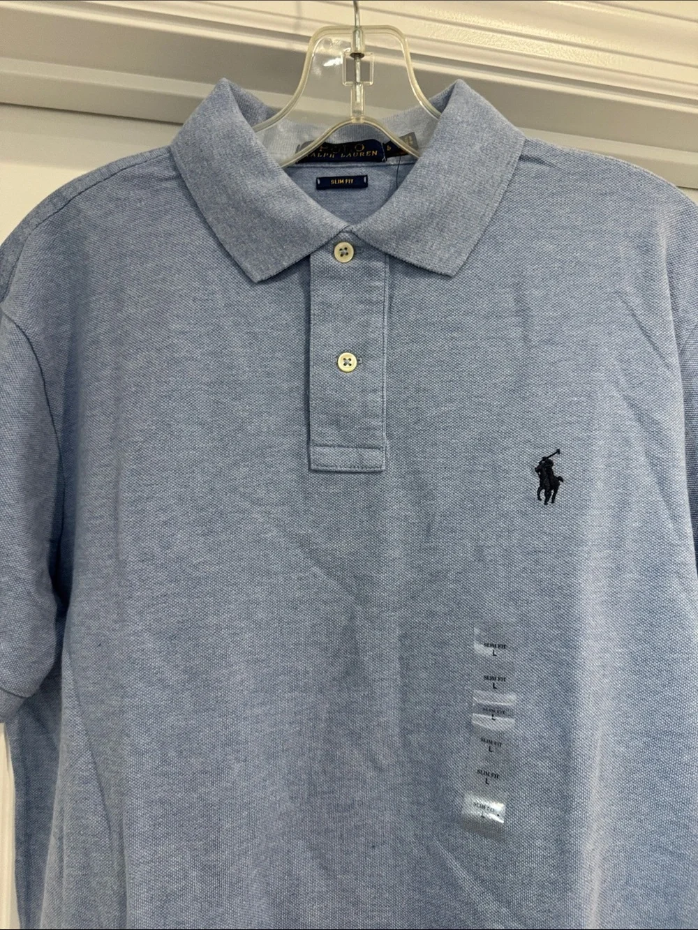 Ralph Lauren Men's Heather Light Blue Polo with Navy Pony